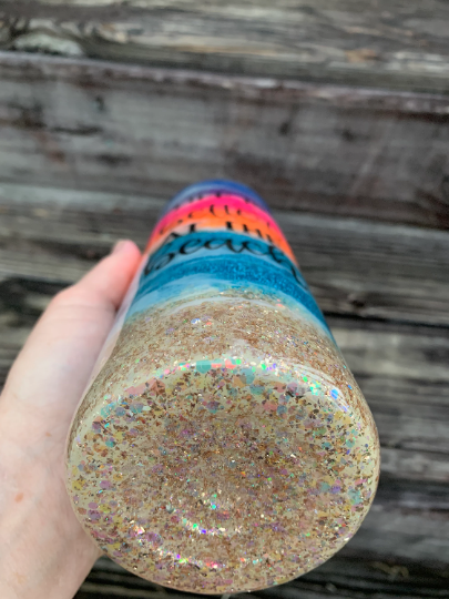 Glittered sunset beach tumbler 20 oz