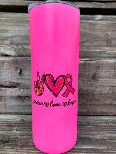 Pink glow in the dark breast cancer awareness 20 oz