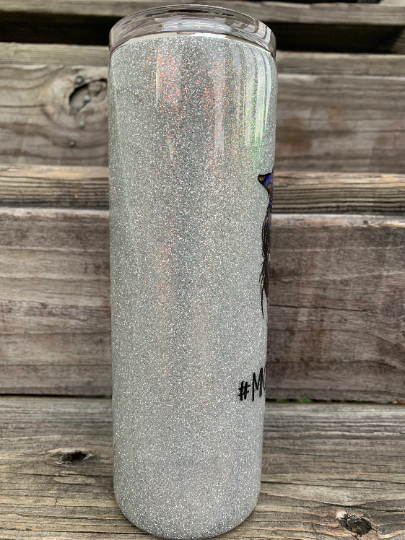 Glittered skull mom life tumbler 20 oz