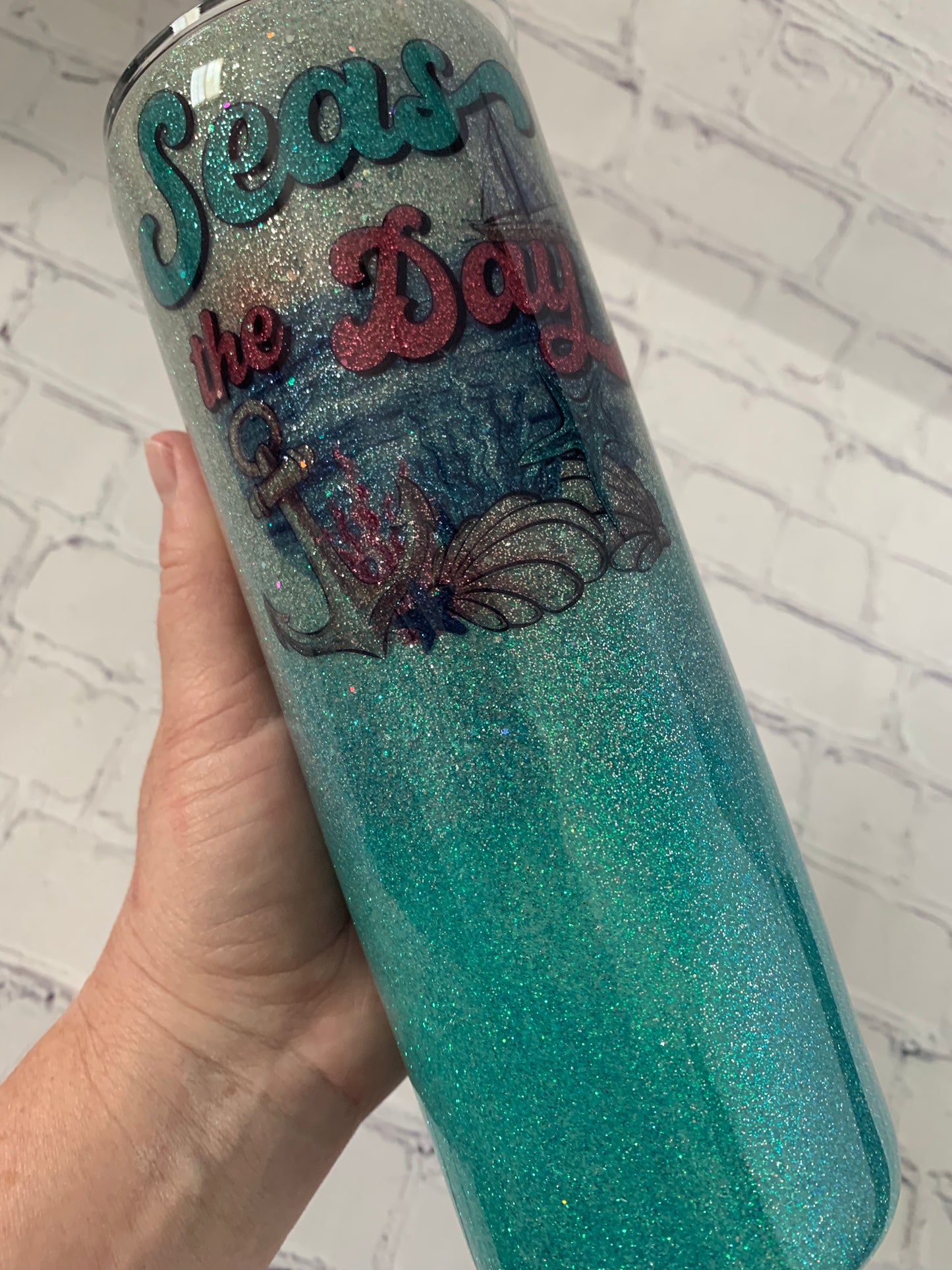 Glittered Seas The Day Beach Tumbler 20 oz