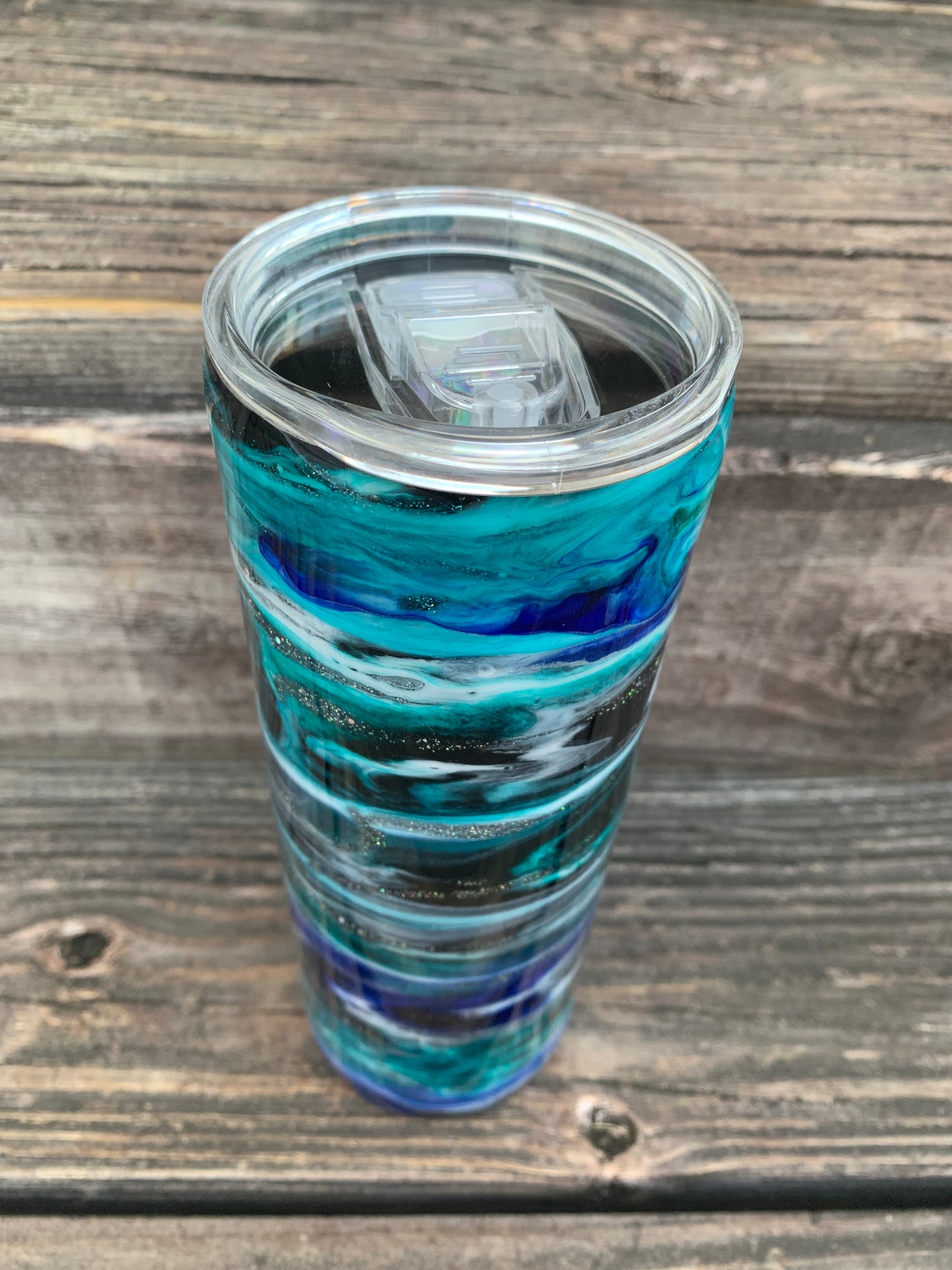 Alcohol Swirl Tumbler with glitter swirls - Gorgeous Blues 20 oz