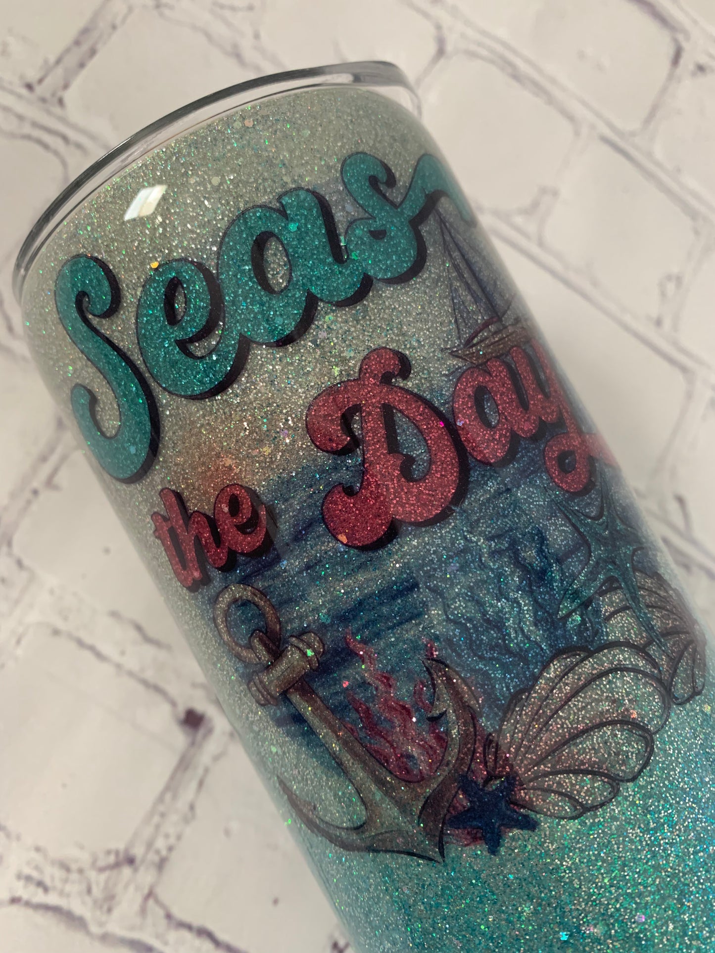 Glittered Seas The Day Beach Tumbler 20 oz