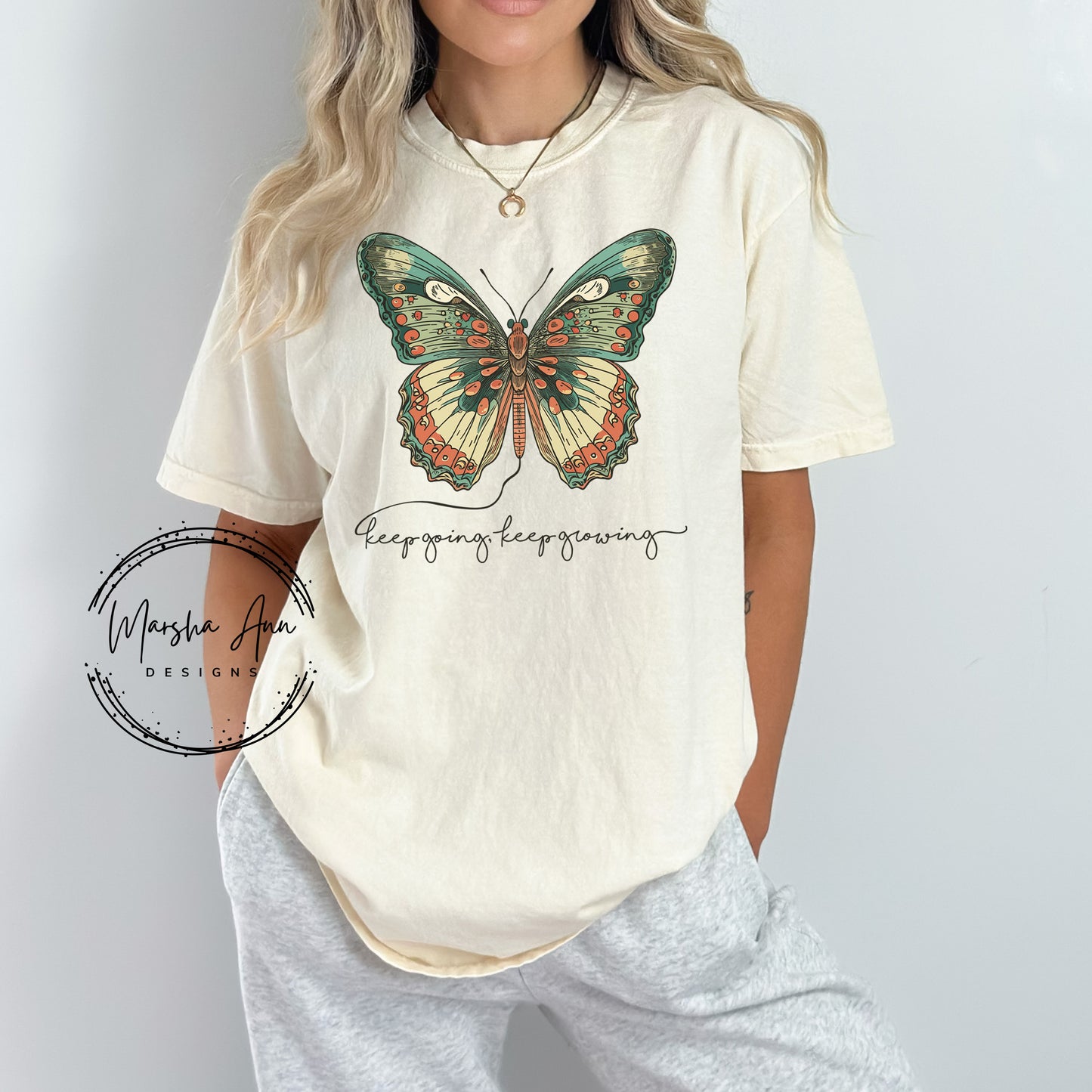 Keep Going Keep Growing Butterfly T-Shirt - Comfort Colors