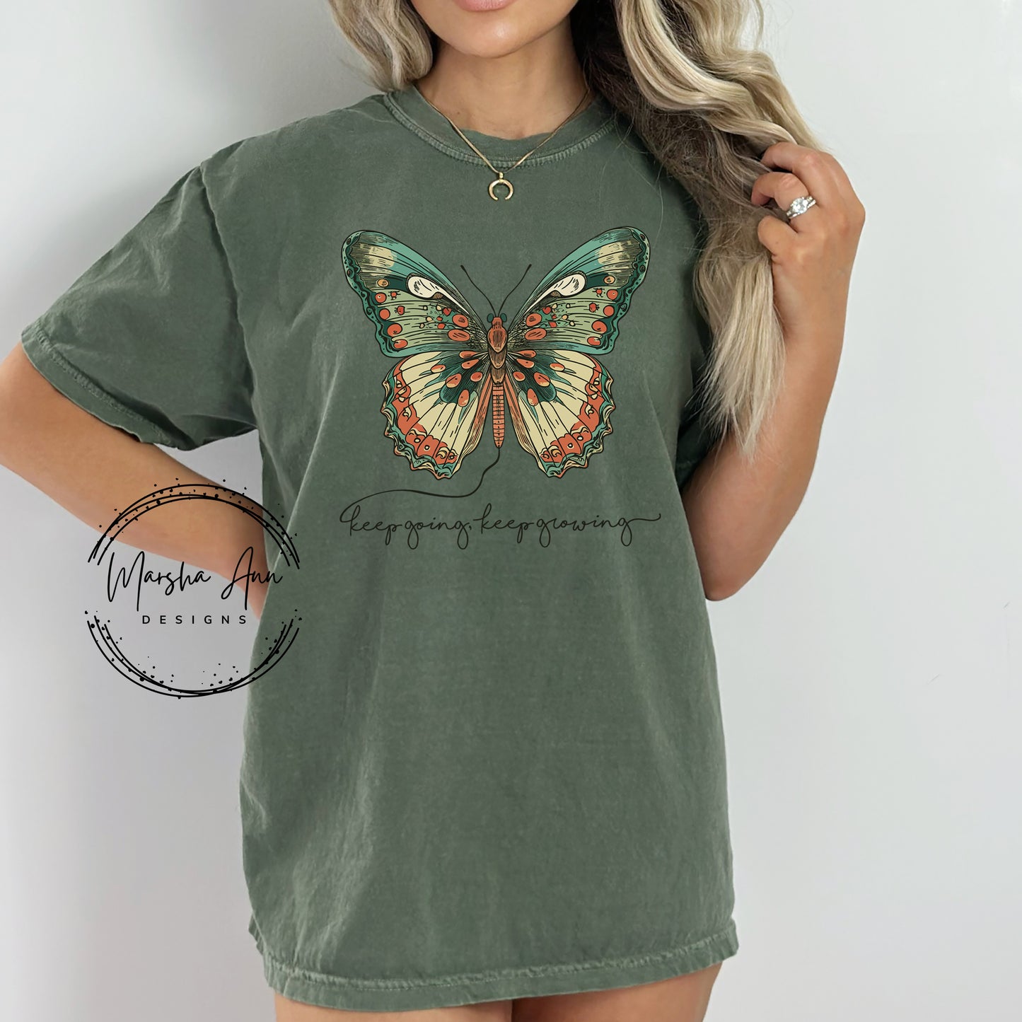 Keep Going Keep Growing Butterfly T-Shirt - Comfort Colors