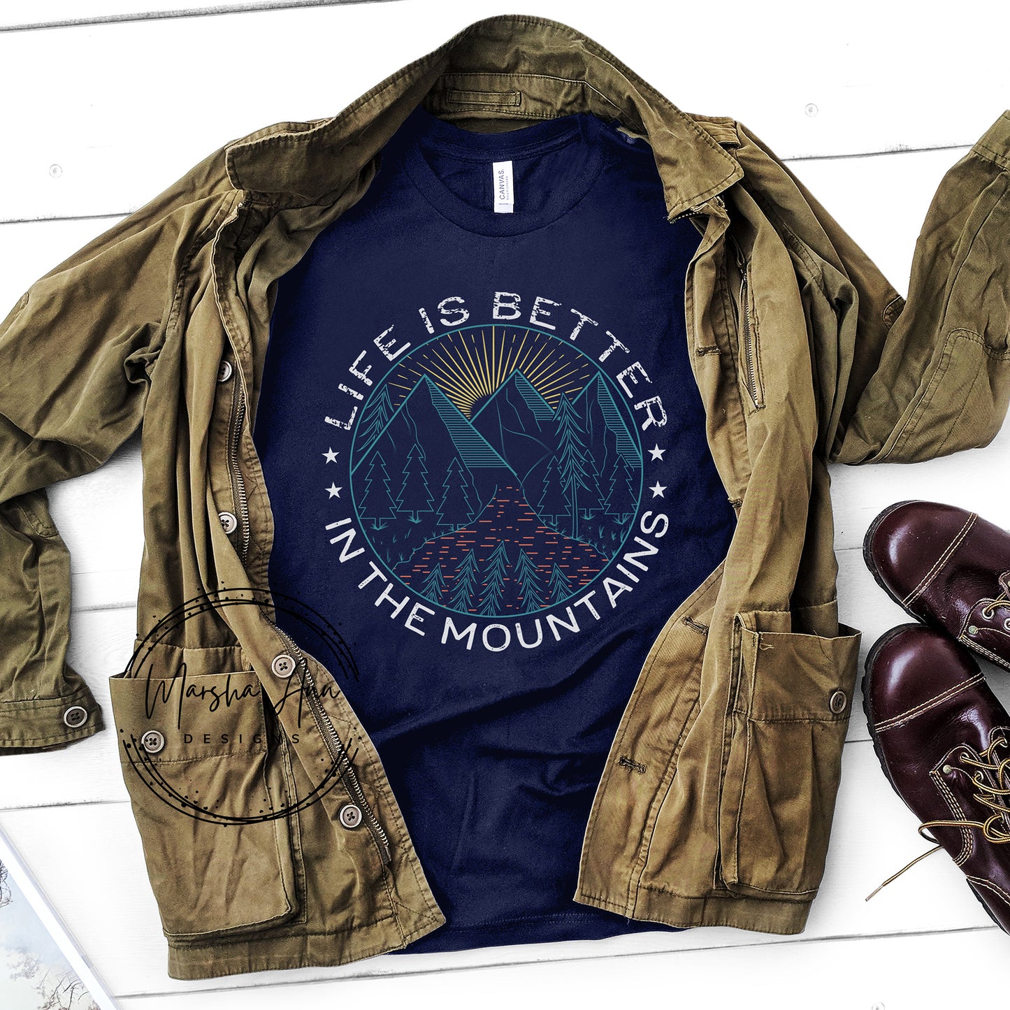 Life is better in the Mountains, Hiking Shirt, Nature Lover, Distressed