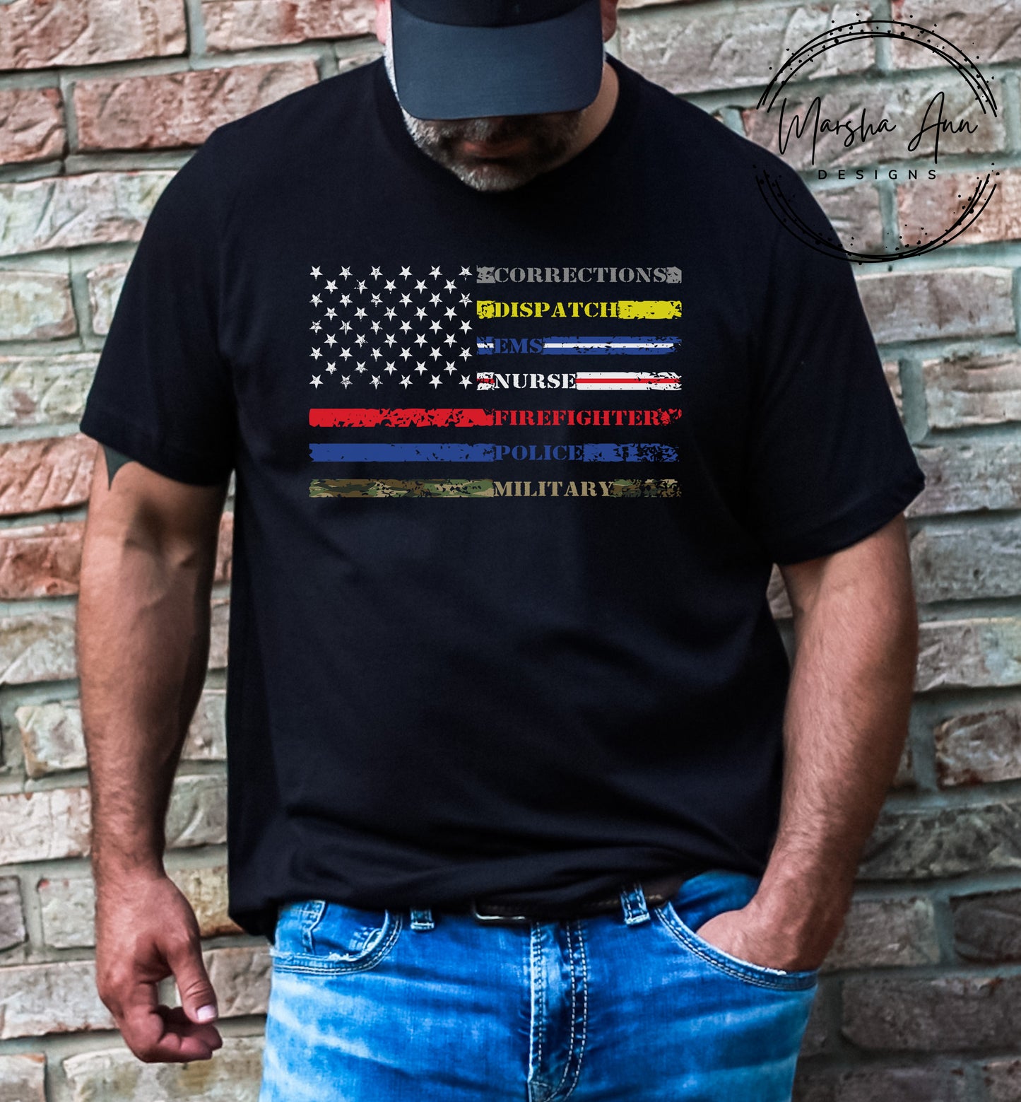 Support First Responders T-Shirt - Distressed Design