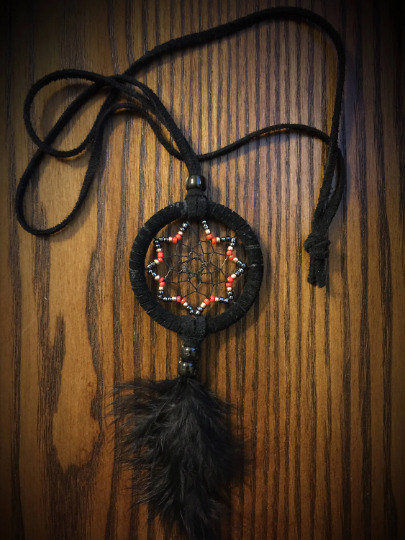 Dreamcatcher necklace 2 inch round beaded