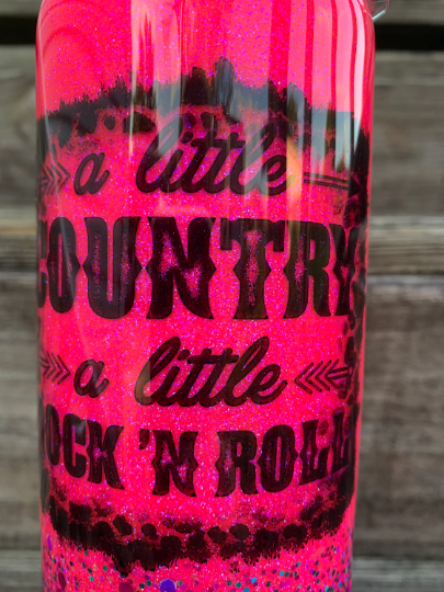 A little country a little rock n roll glittered tumbler 20 oz