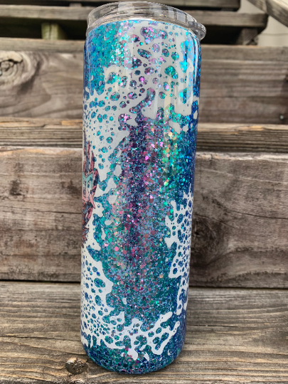 Dreamer wings glittered with power wash design tumbler 20 oz