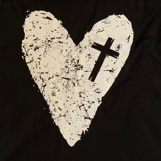 Distressed Heart with Cross Tank Top