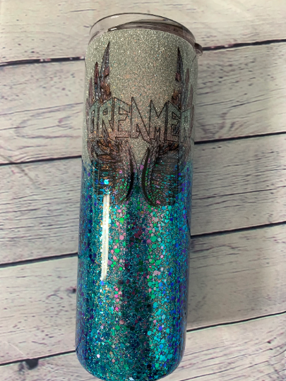 Dreamer wings glittered tumbler 20 oz