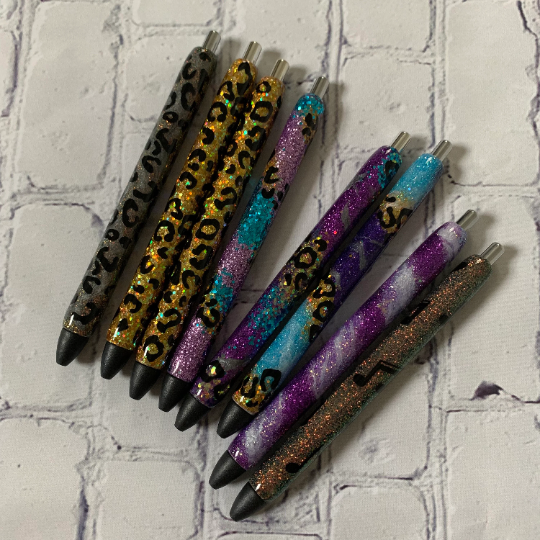 Epoxied Gel Ink Joy Refillable Pens glittered, different styles, different colors