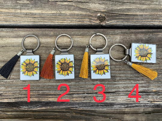 Sunflower MOM Keychain with tassel