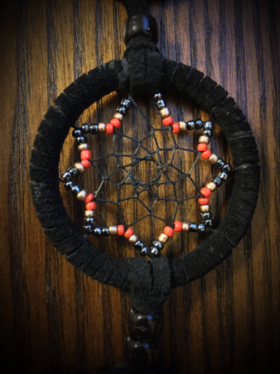 Dreamcatcher necklace 2 inch round beaded