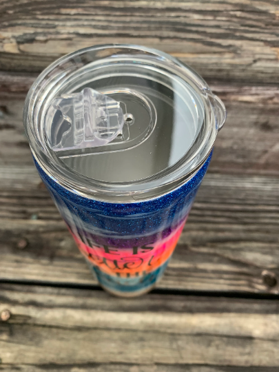 Glittered sunset beach tumbler 20 oz