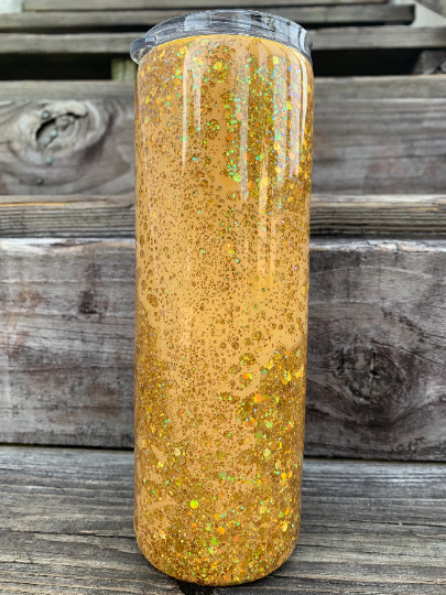 Sunflower gold glittered power washed tumbler 20 oz