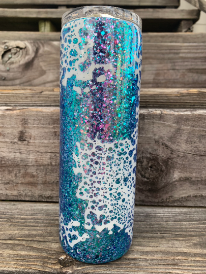 Dreamer wings glittered with power wash design tumbler 20 oz