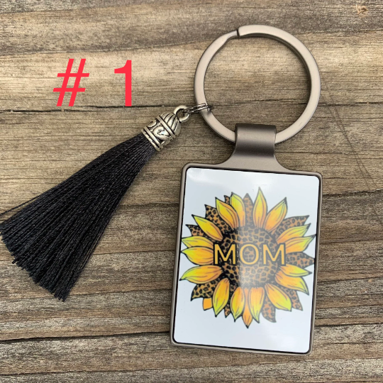 Sunflower MOM Keychain with tassel