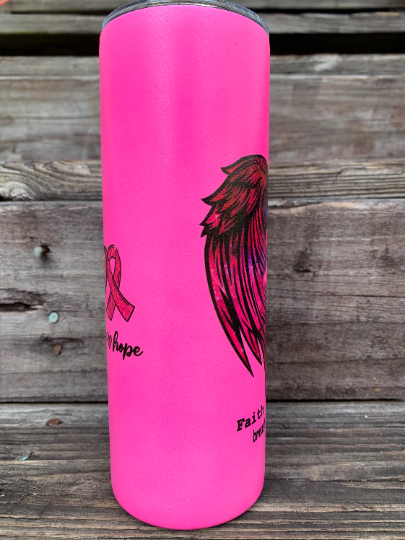 Pink glow in the dark breast cancer awareness 20 oz