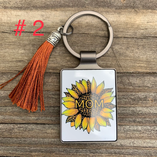 Sunflower MOM Keychain with tassel