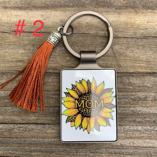 Sunflower MOM Keychain with tassel