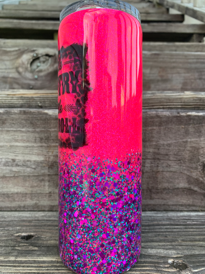 A little country a little rock n roll glittered tumbler 20 oz