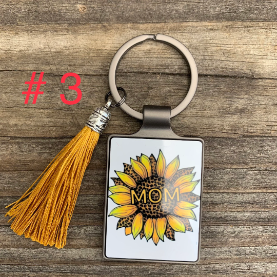 Sunflower MOM Keychain with tassel