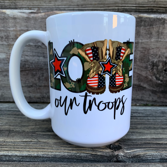 Love Our Troops 15 oz mug