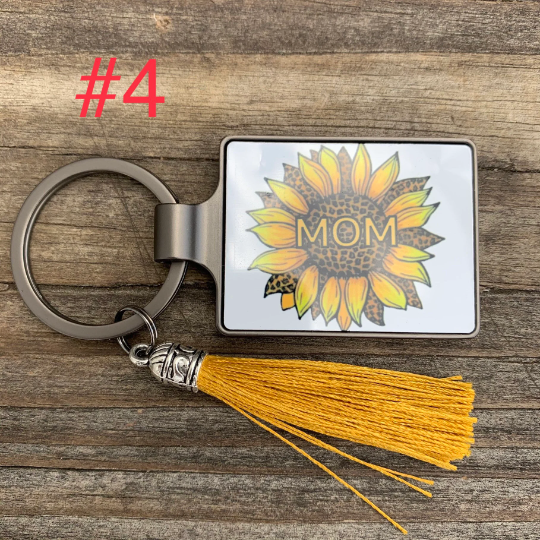 Sunflower MOM Keychain with tassel