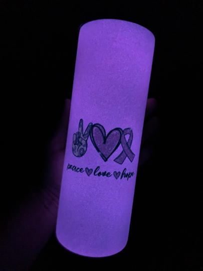 Pink glow in the dark breast cancer awareness 20 oz