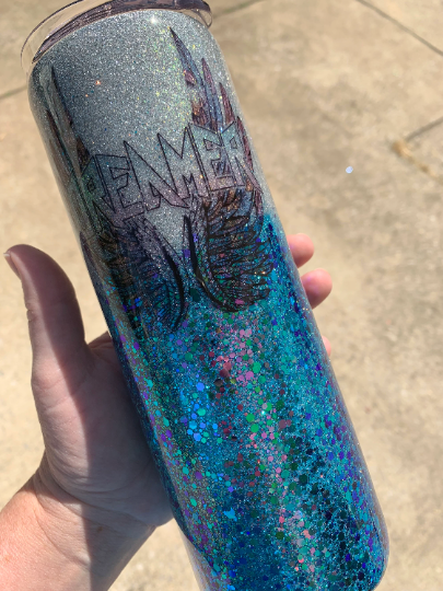 Dreamer wings glittered tumbler 20 oz