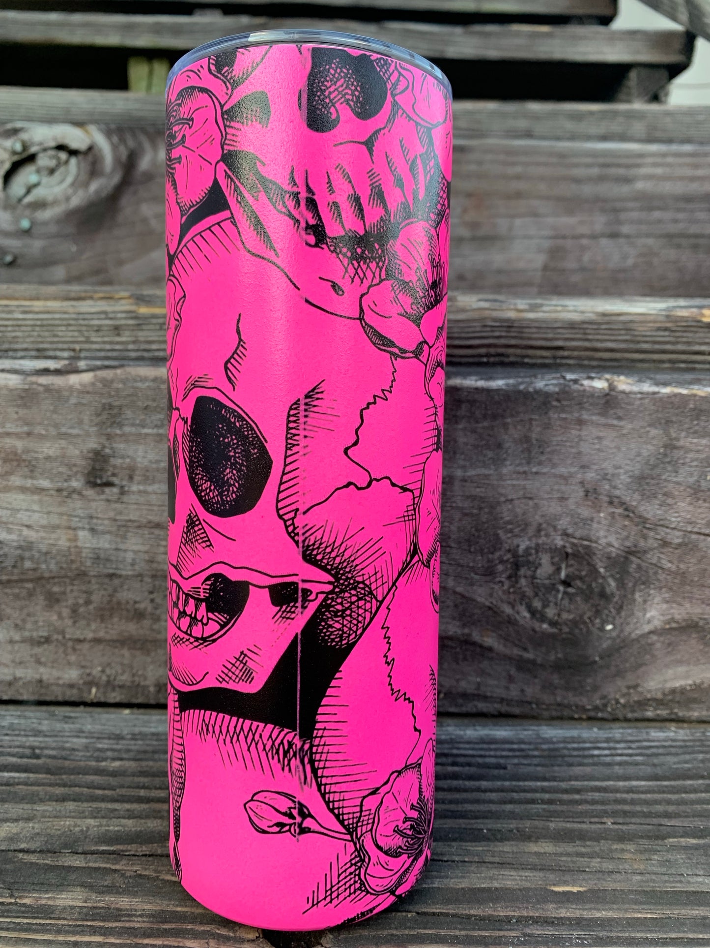 Matte Pink Glow in the dark Skulls Tumbler