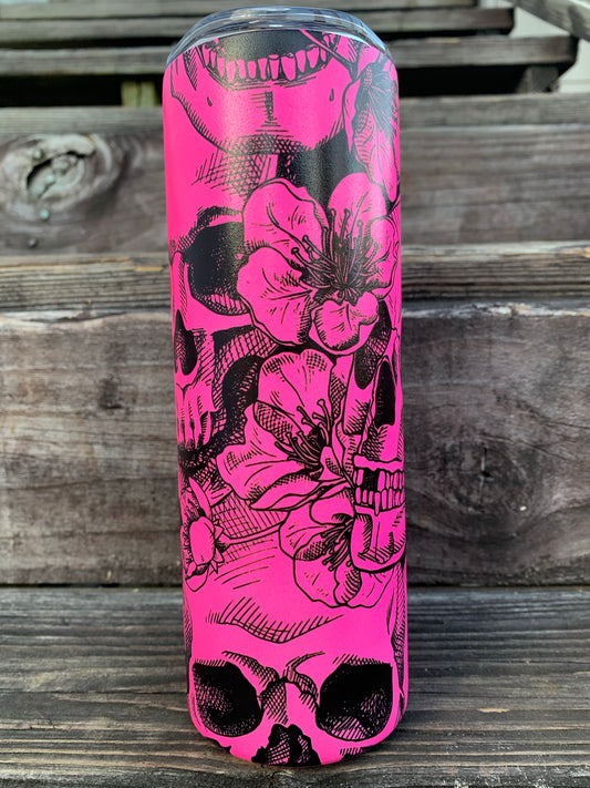 Matte Pink Glow in the dark Skulls Tumbler