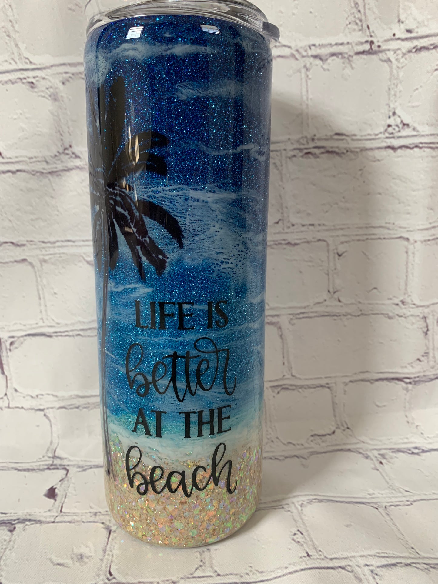 Glittered Beach Tumbler 20 oz