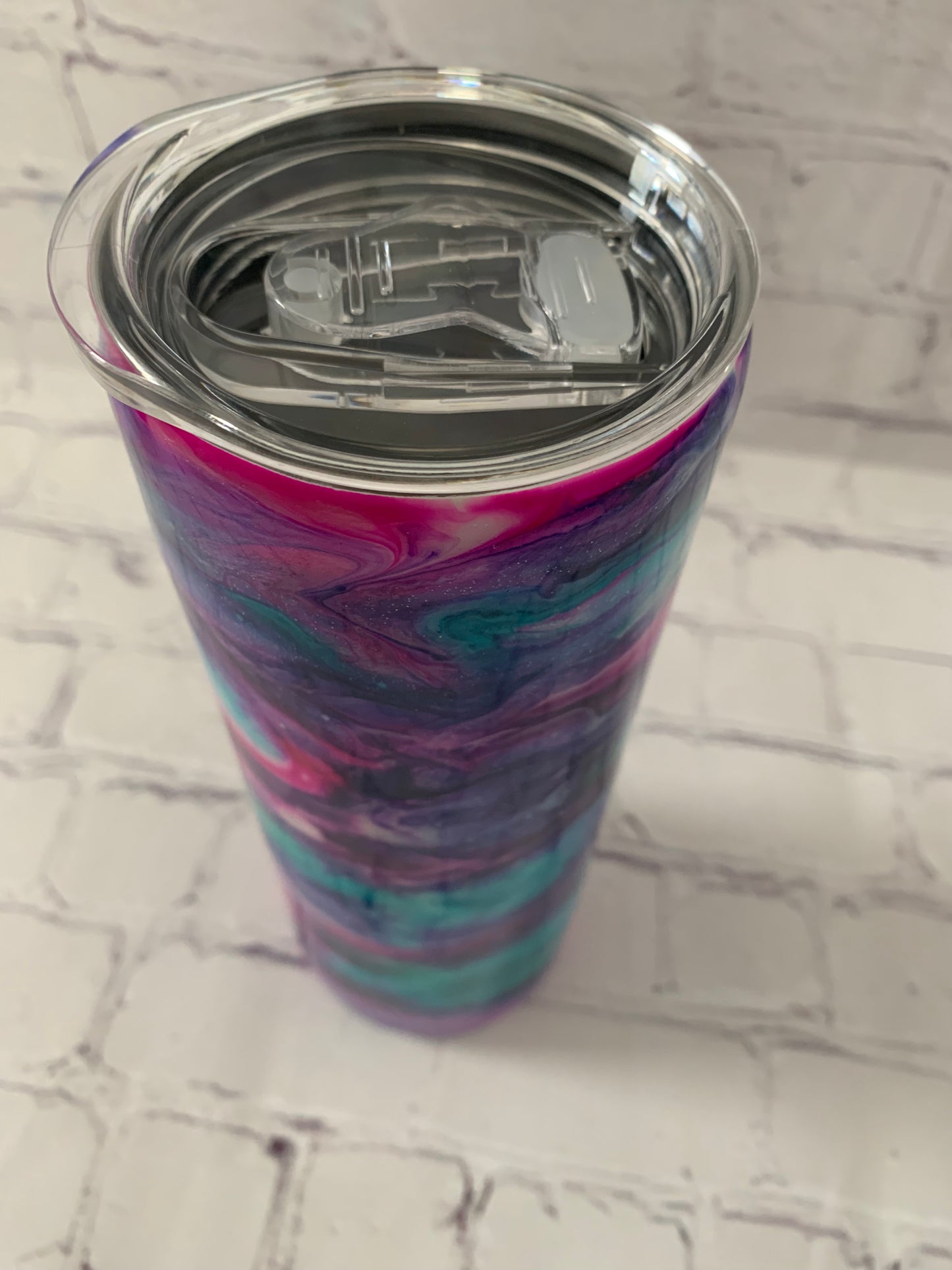 Alcohol Swirl Tumbler with glow and glitter swirls 20 oz