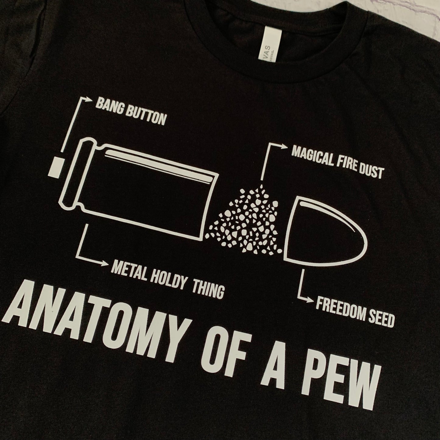 Anatomy of a pew t-shirt