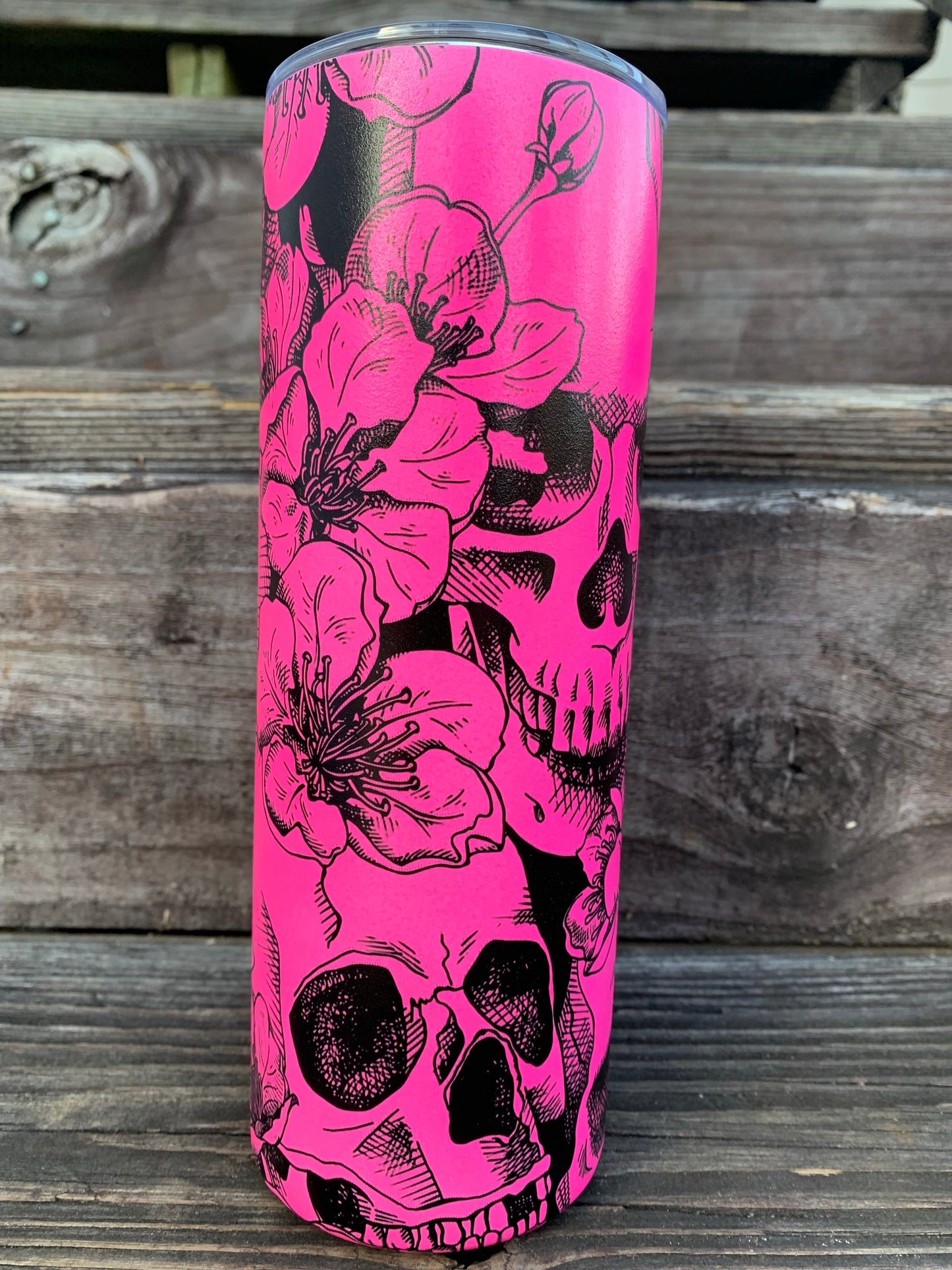 Matte Pink Glow in the dark Skulls Tumbler