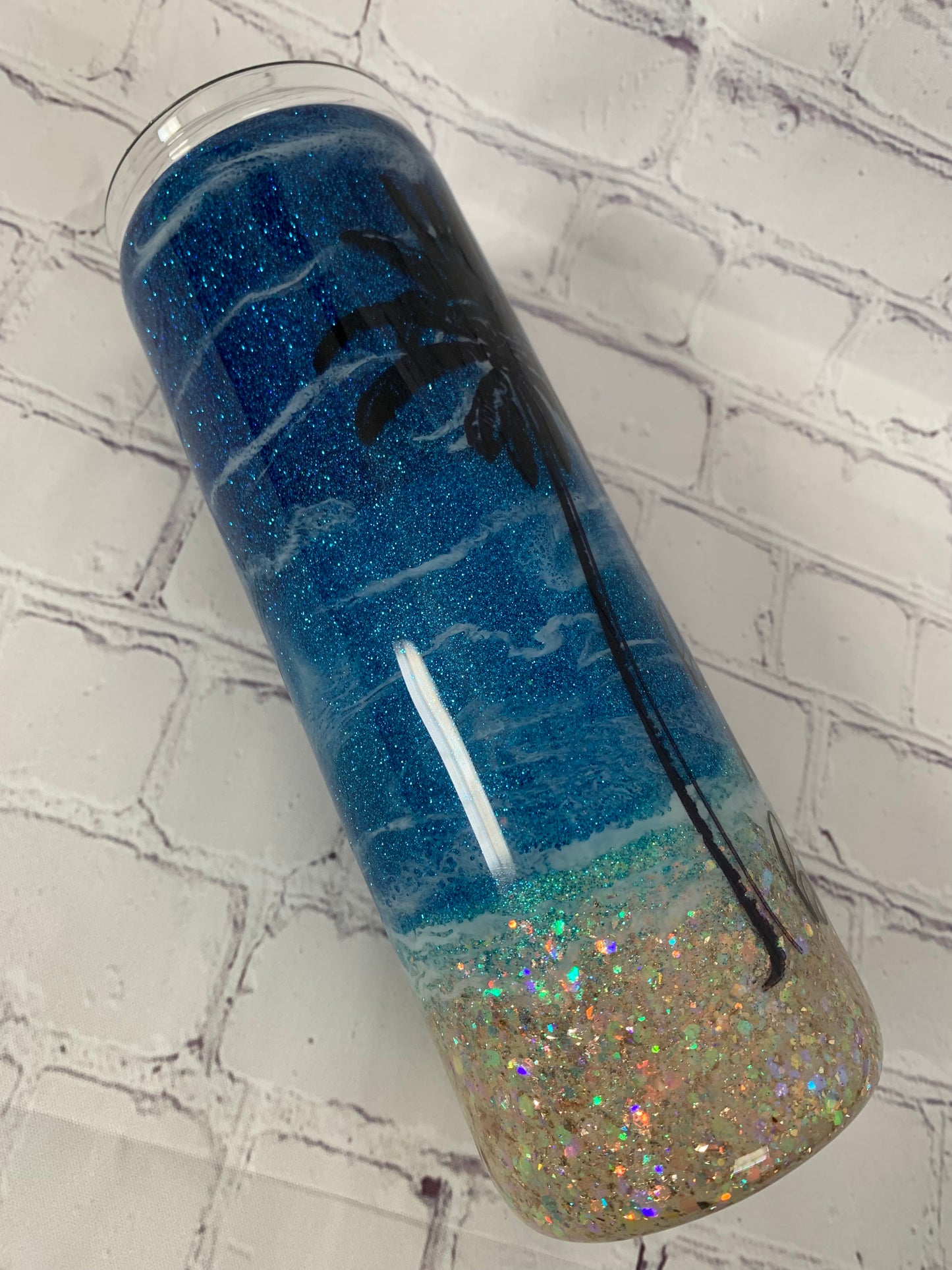 Glittered Beach Tumbler 20 oz