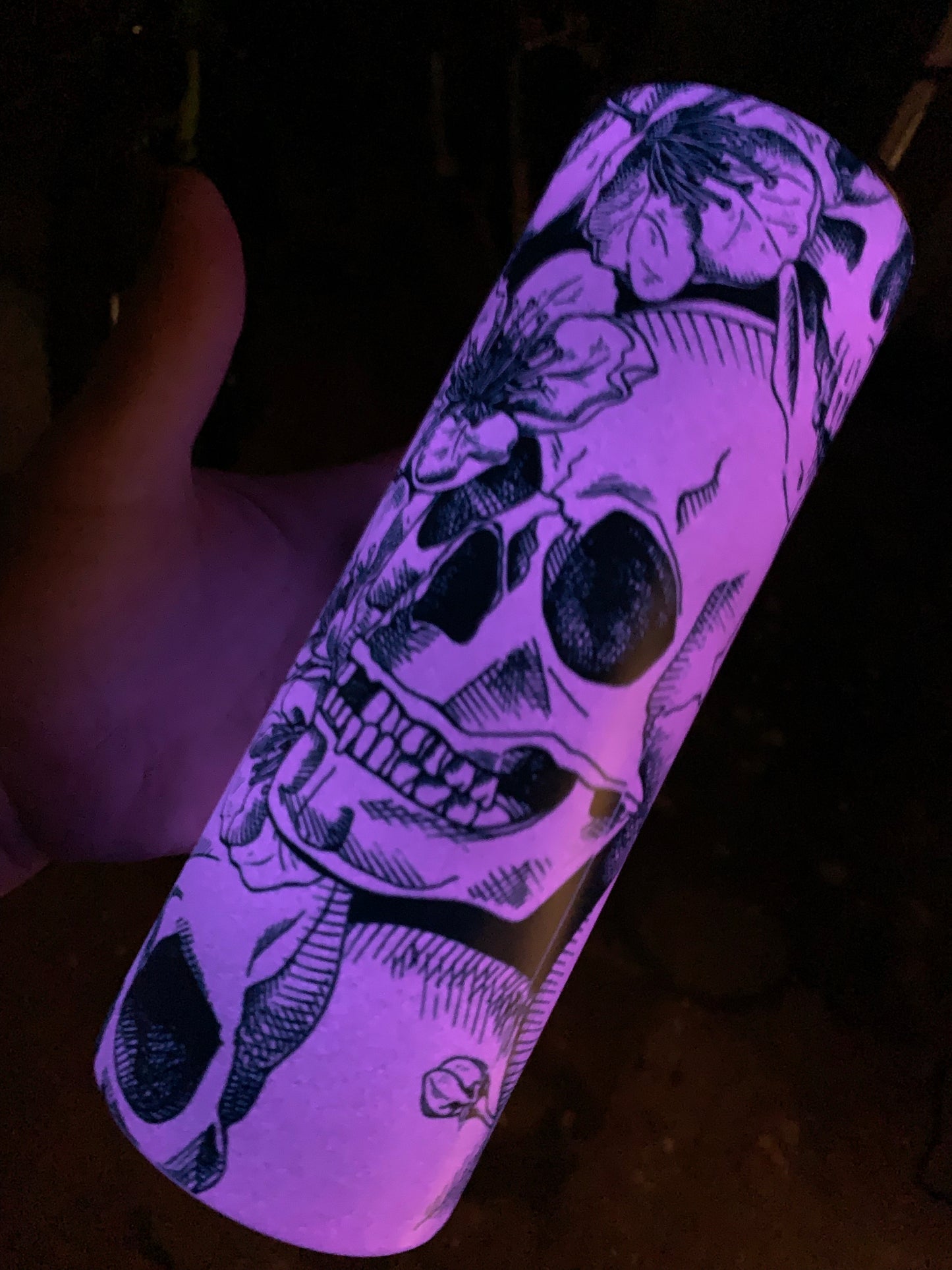 Matte Pink Glow in the dark Skulls Tumbler