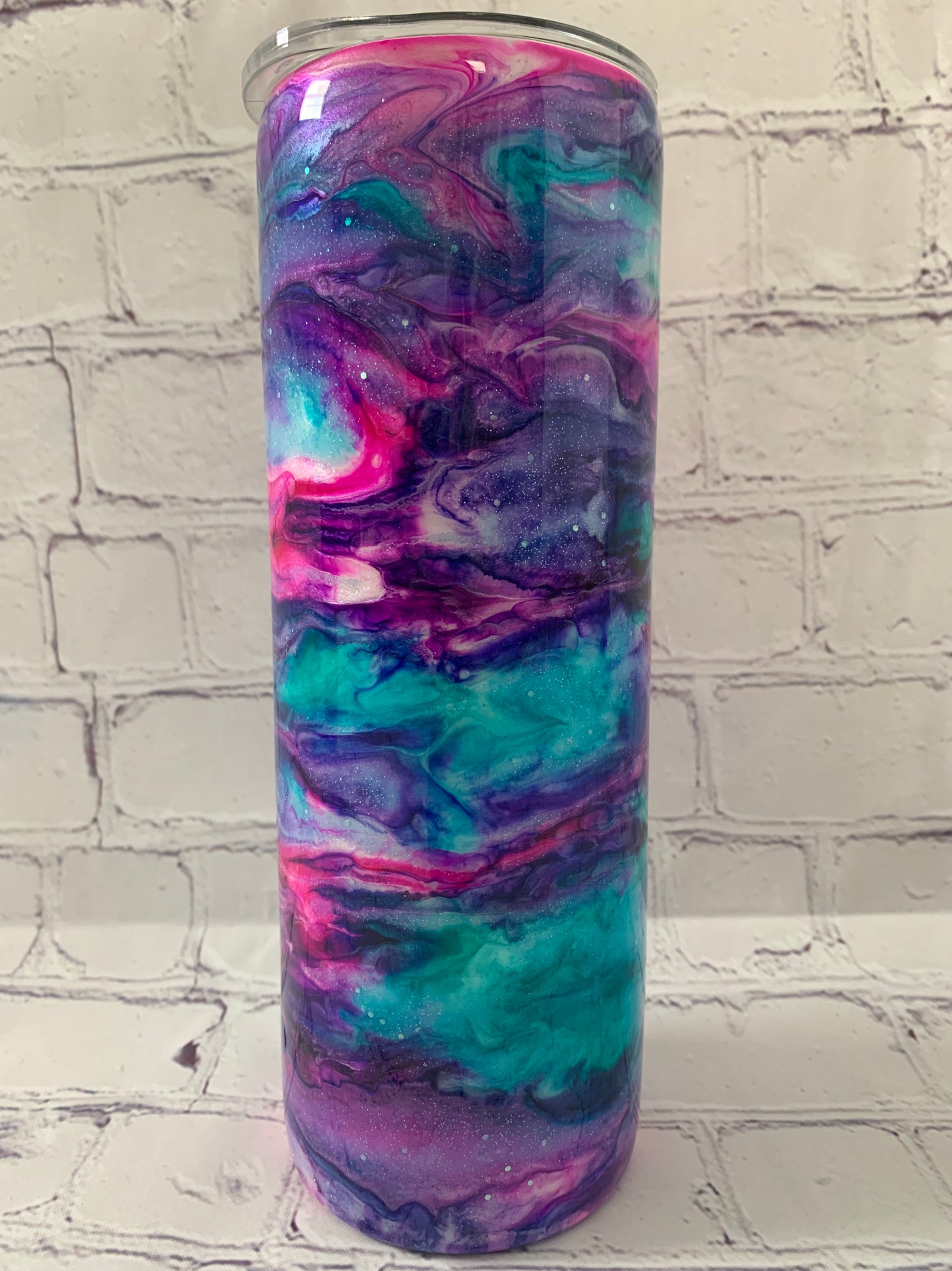 Alcohol Swirl Tumbler with glow and glitter swirls 20 oz