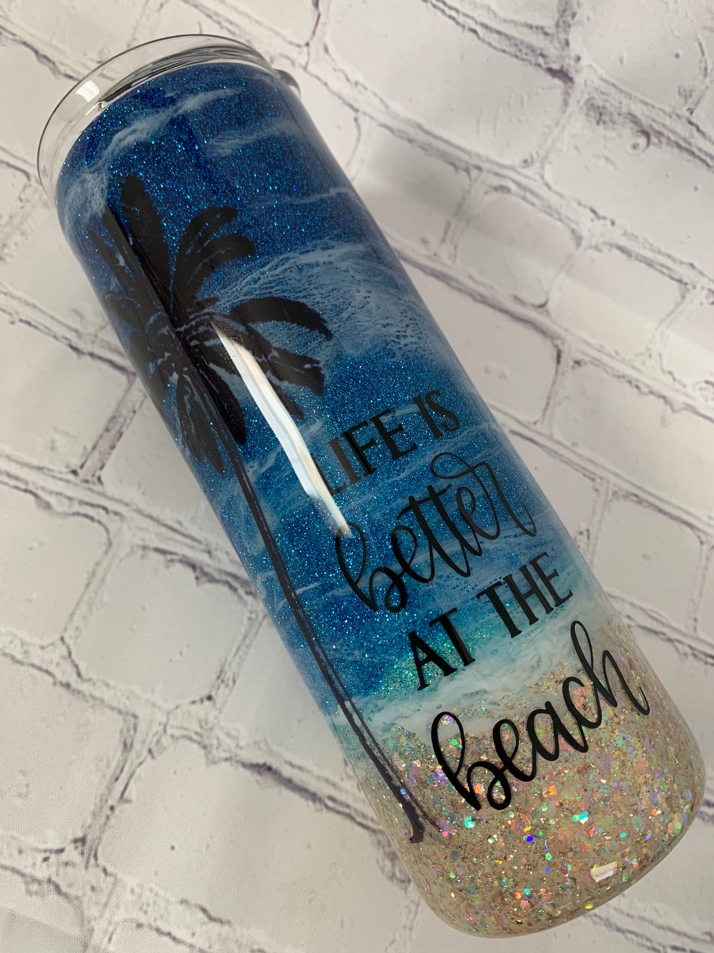 Glittered Beach Tumbler 20 oz