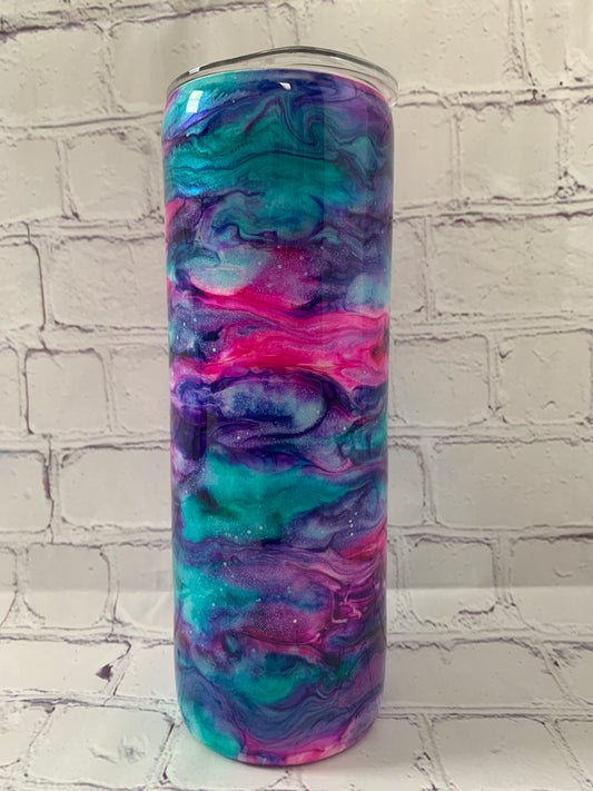 Alcohol Swirl Tumbler with glow and glitter swirls 20 oz