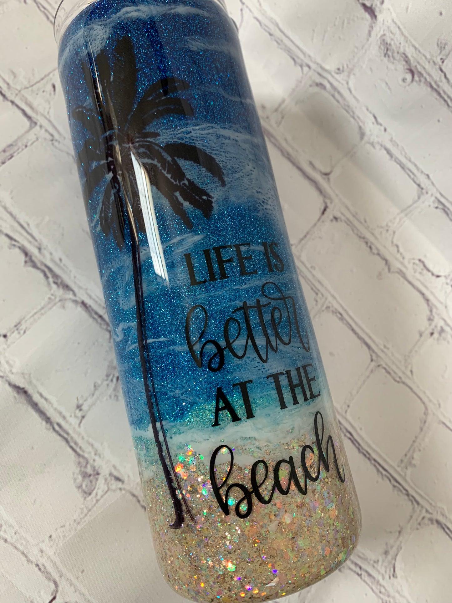 Glittered Beach Tumbler 20 oz