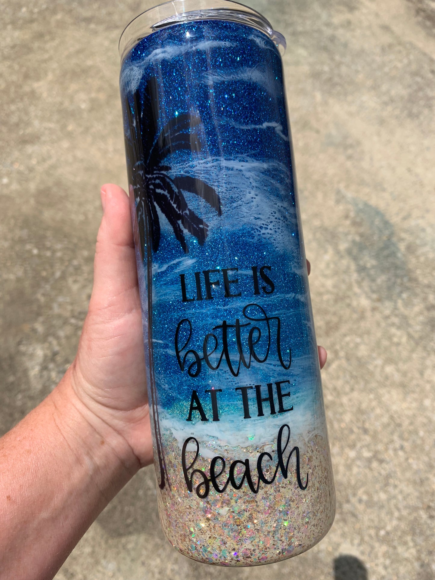 Glittered Beach Tumbler 20 oz