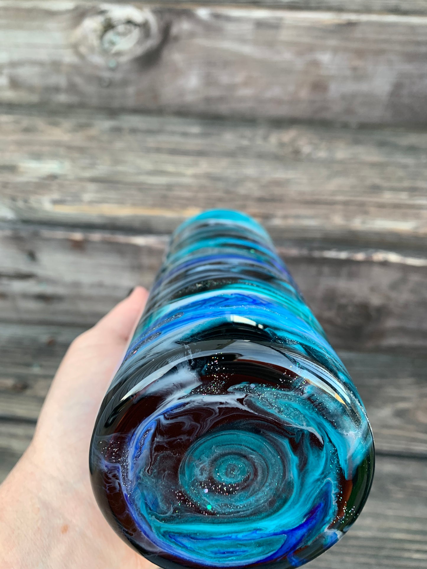 Alcohol Swirl Tumbler with glitter swirls - Gorgeous Blues 20 oz