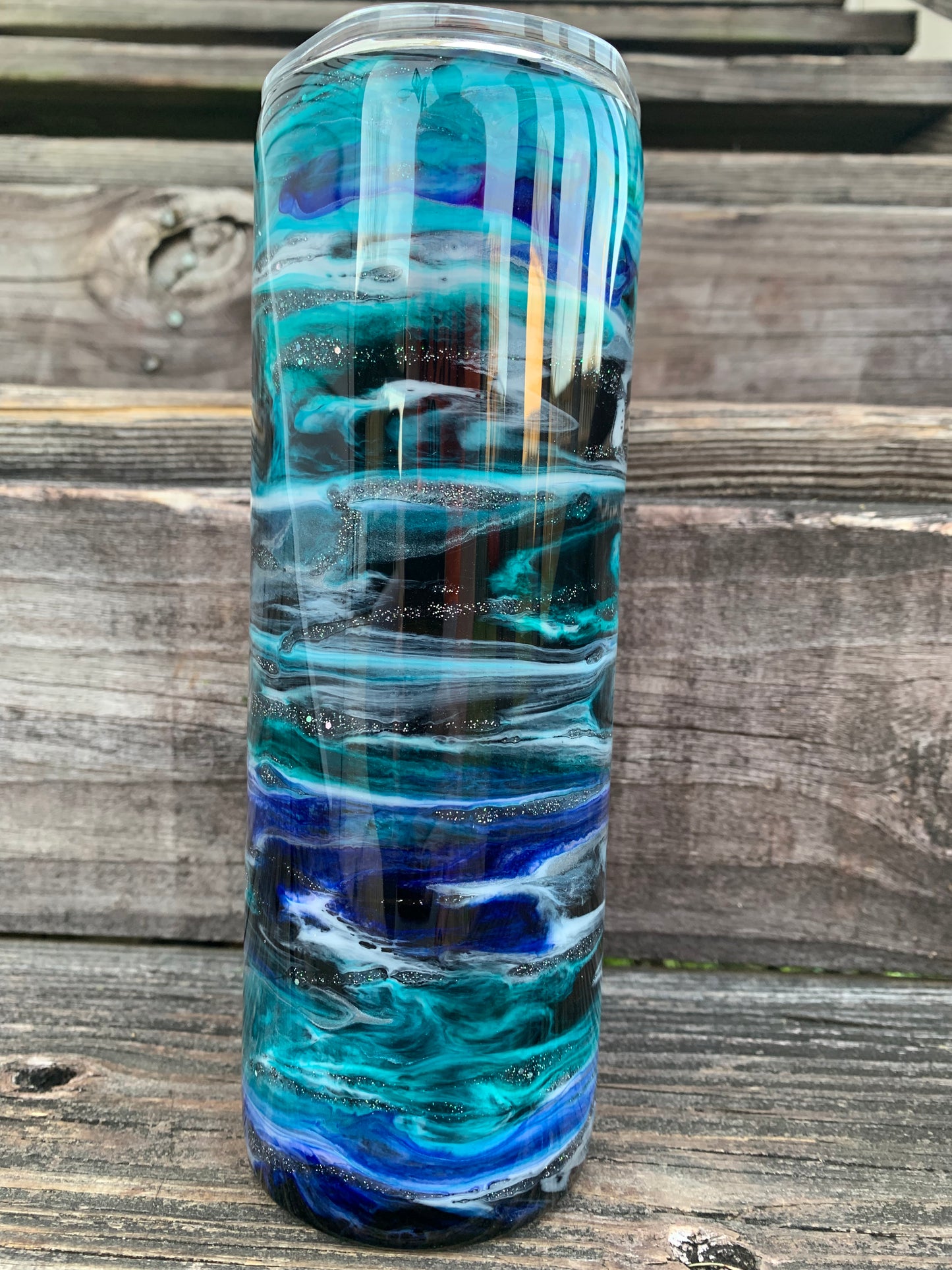 Alcohol Swirl Tumbler with glitter swirls - Gorgeous Blues 20 oz